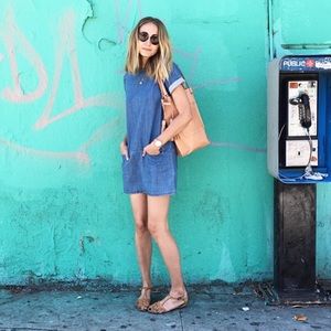 Denim drop waist dress